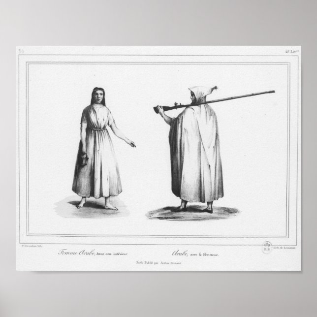 Poster Femme et homme arabe, avec bournous (Frente)