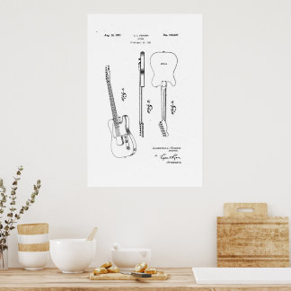 Poster Fender telecaster guitarra, vencedora, arte de pat