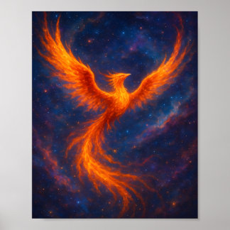 Poster Fênix Cósmica Ascendente Pássaro de Fogo na Fantas