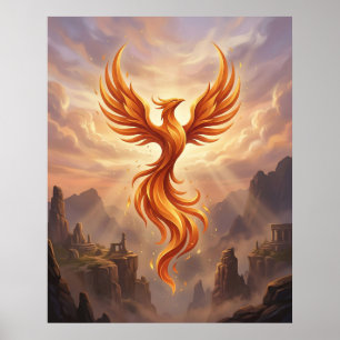Poster Fênix de Fogo Penhascos Sagrados
