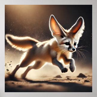Poster Fennec Fox in Motion Dynamic Desert Wildlife Poste