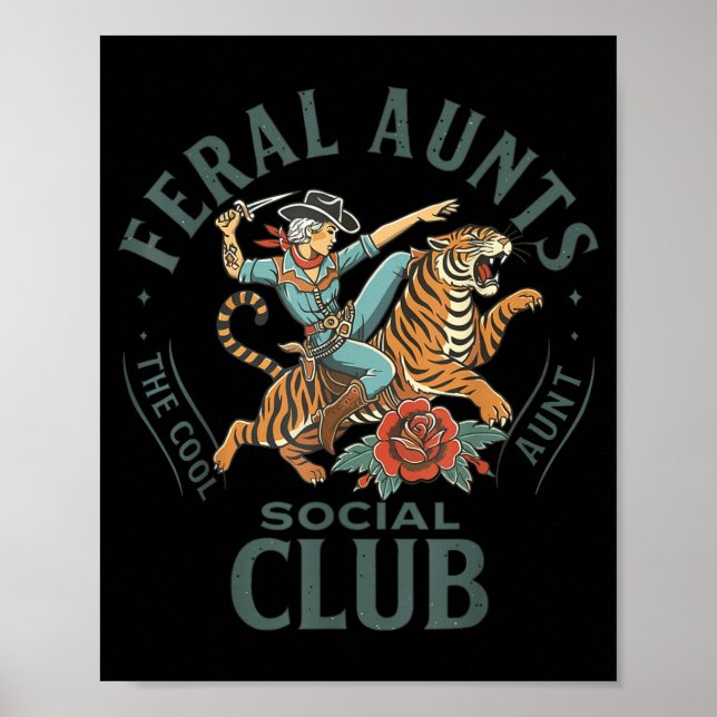 Poster Feral Aunts Social Club Western Cowgirl Riding Tig (Frente)