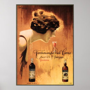 Poster FERDINANDO DAL CORNO Padova Vinho italiano Ad