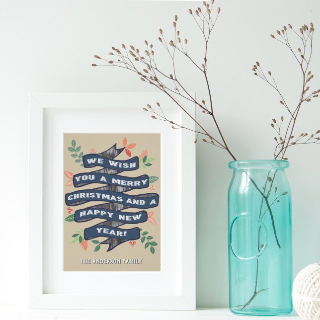 Poster Feriado de Bandeira de Natal Floral Whimsical (Criador carregado)