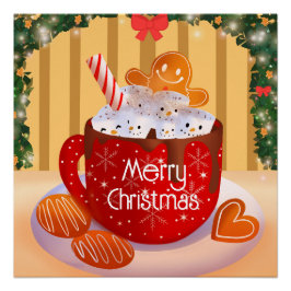 Pôster Feriado de Chocolate Quente de Natal Personalizado