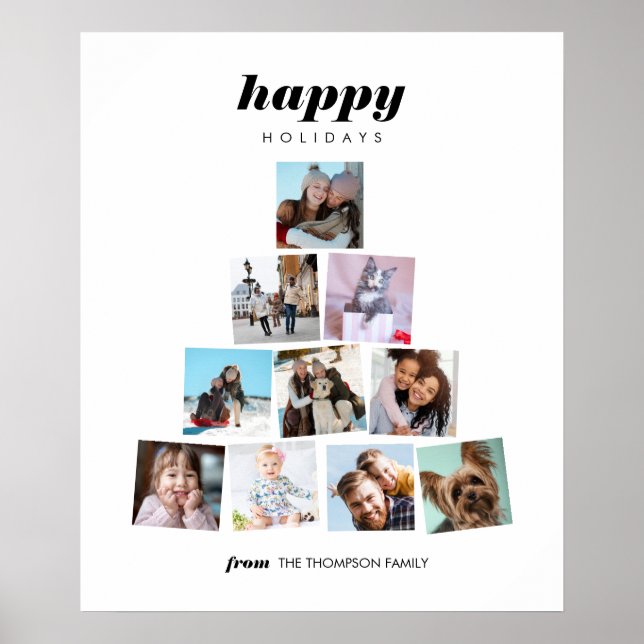 Poster Feriado de Colagem de Fotos da Árvore de Natal Fam (Frente)