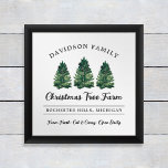 Poster Feriado de Fazenda de Árvore de Natal da Família P<br><div class="desc">Impressão de Fazenda de arte de árvore de Natal personalizada em verde, cinzas de carvão e cores brancas. Apresenta um moderno design de tipografia rústica com 3 árvores de Natal verdes e cortadas recentemente. Personalize com seu nome de família, localização e outro texto personalizado. Enquadre e mostre em sua casa...</div>