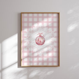 Poster Feriado de Gingham Verde, Enfeites de natal Rosa