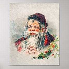 Poster Feriado de Ilustração Vintage Santa Claus