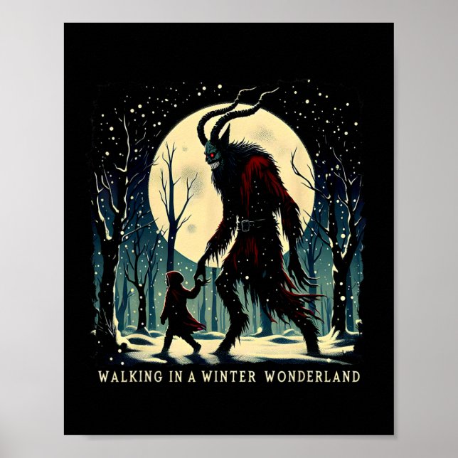 Poster Feriado De Inverno De Krampus Dark Andando Em Um W (Frente)