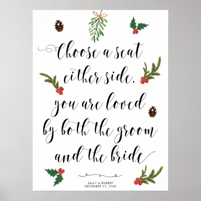 Poster feriado de inverno escolha um assento (Frente)