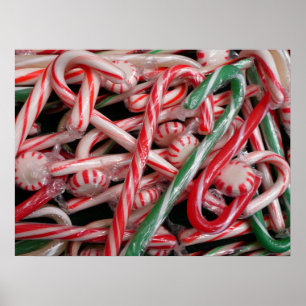 Poster Feriado de Natal Candy Canes and Peppermints