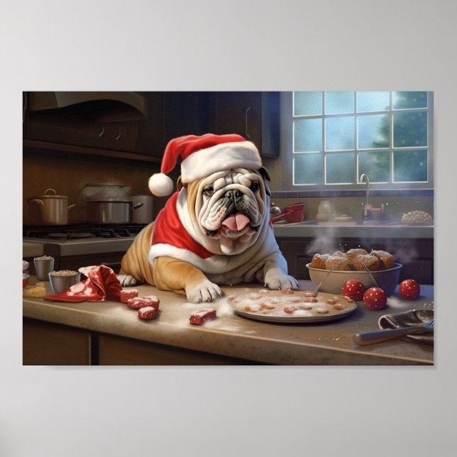 Poster Feriado de Natal do Bulldog Inglês (Frente)