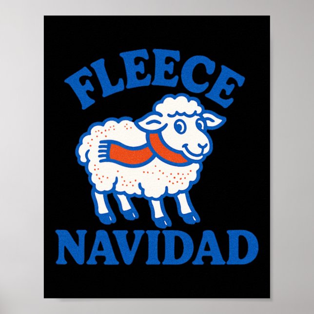 Poster Feriado de Natal do Fleece Navidad Funny Shep Pun  (Frente)