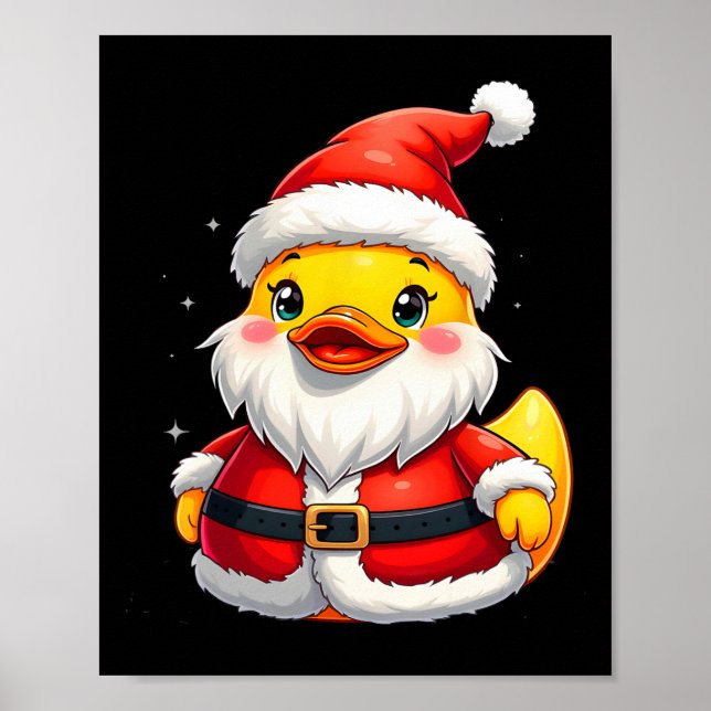 Poster Feriado de Natal Gelado com Pato de Borracha papai (Frente)