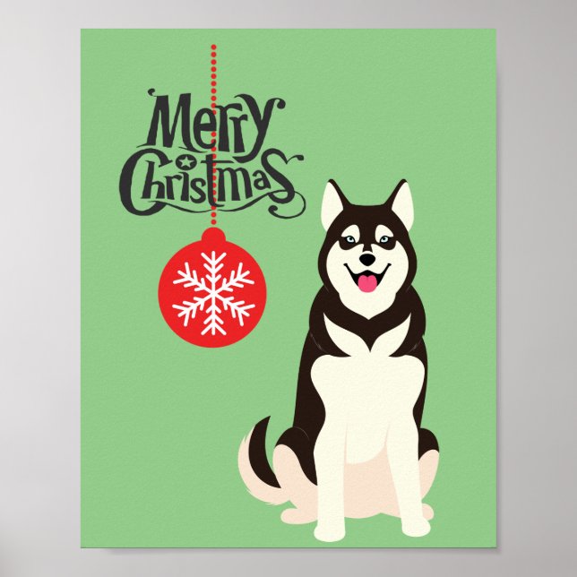 Poster Feriado de Natal Siberian Husky (Frente)