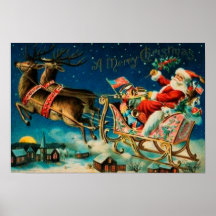 Feriado de Natal Vintage Santa Claus Sleigh