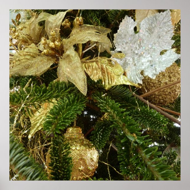 Poster Feriado de Prata e Dourado Árvore de Natal II (Frente)