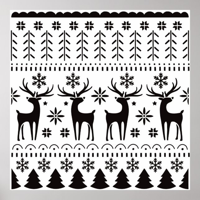 Poster Feriado de Reindeer de Natal para o Folk Modern (Frente)