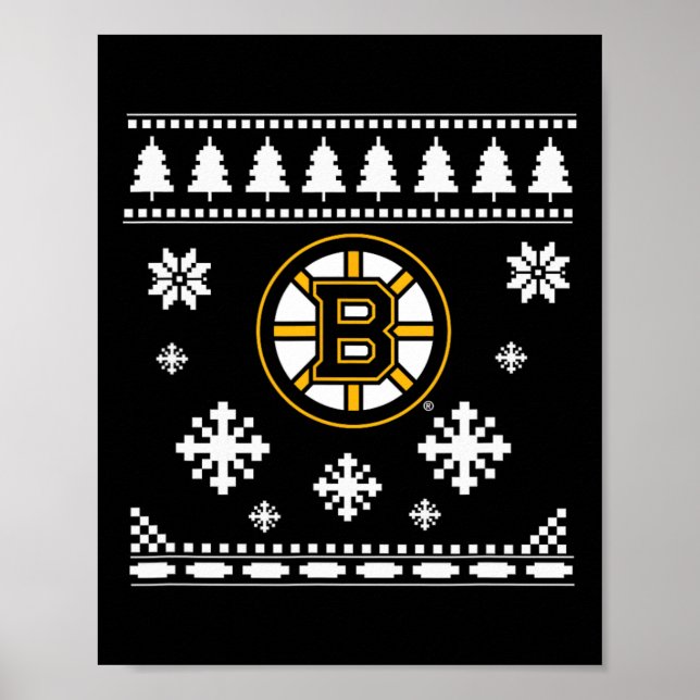 Poster Feriado de Sweater de Natal Feio de Boston Bruins (Frente)