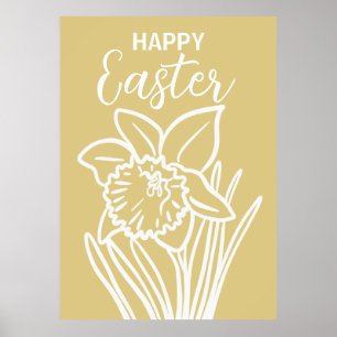 Poster Feriado do Felz pascoa Floral Daffodil