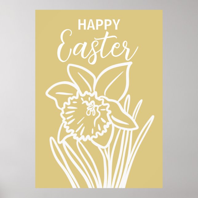 Poster Feriado do Felz pascoa Floral Daffodil (Frente)