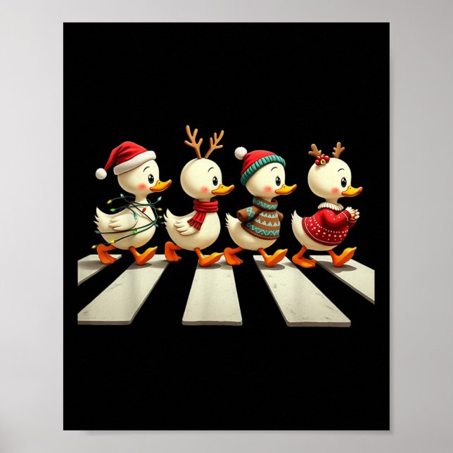 Poster Feriado em Crosswaldo de Patos de Natal Bonitos (Frente)