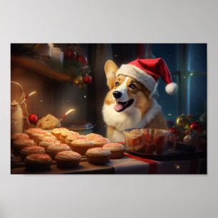 Poster Feriado Festivo de Cookies de Natal Corgi