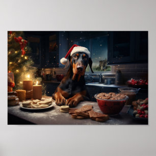Poster Feriado Festivo de Cookies de Natal Doberman