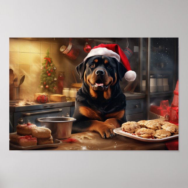 Poster Feriado Festivo de Natal Rottweiler (Frente)