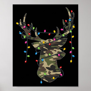 Poster Feriado Natal Camo Caçando Reindeer Deer Xmas