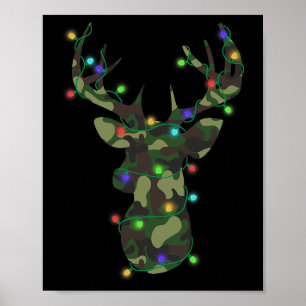 Poster Feriado Natal Camo Caçando Reindeer Deer Xmas