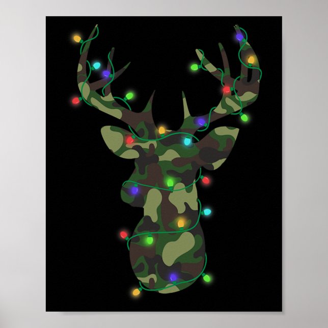 Poster Feriado Natal Camo Caçando Reindeer Deer Xmas (Frente)