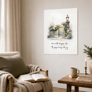 Poster Feriado Nórdico de Cena de Inverno com Aquarelas S