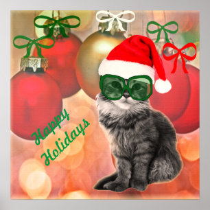 Poster Feriado Personalizado, Papai Noel, com óculos