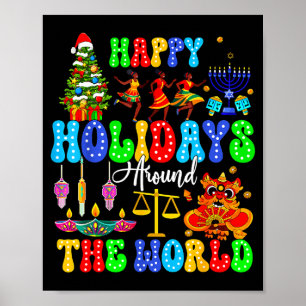 Poster Feriados ao Redor do Mundo Natal Hanukkah Kwanzaa 