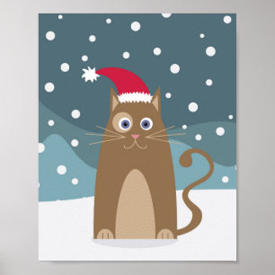 Poster Feriados de natal de inverno papais noeis de gatos