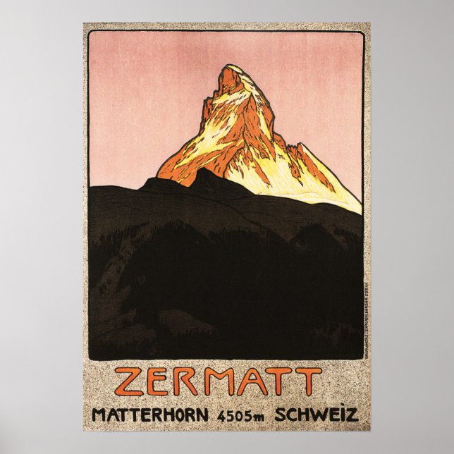 Poster Feriados de Suiça de Esqui ZERMATT Matterhorn (Frente)
