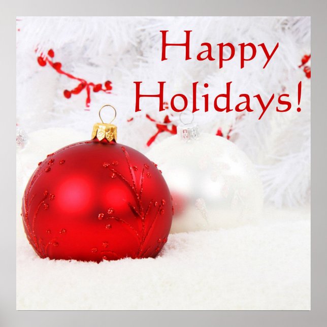 Pôster Feriados Felizes E Vermelhos De Natal (Frente)