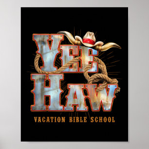 Poster Férias bíblicas Yee-haw Vbs 2025 Chapéu de Cowboy