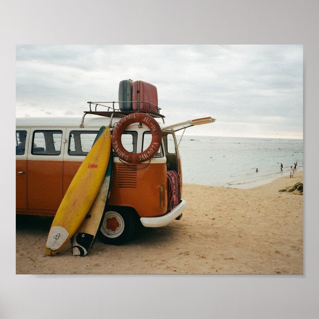 Poster Férias Cênicas de Arte de Praia e Verão de Vintage (Frente)