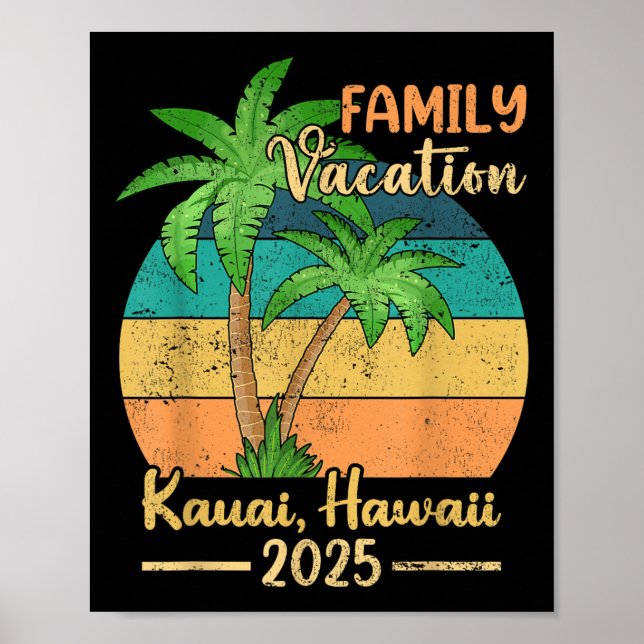 Poster Férias da Família Kauai Hawaii Beach 2025 Summer (Frente)