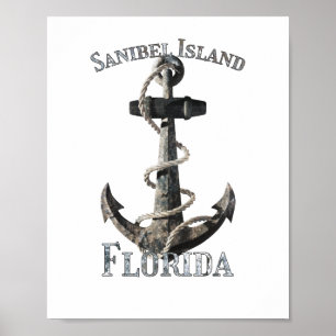 Poster Férias da Flórida Sanibel Flórida Ancoragem Náutic