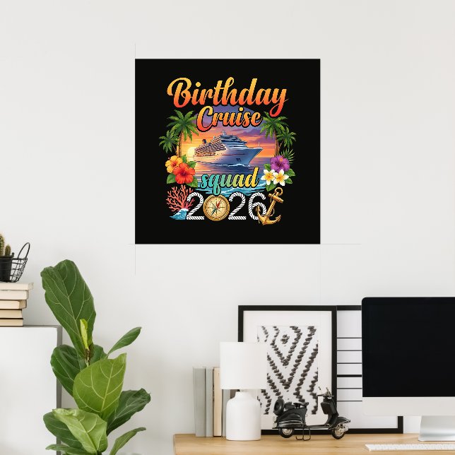 Poster Férias de Aniversário de Cruzeiro (Escritório em casa)