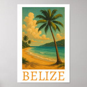Poster Férias de Caribe de praia de Belize Tropical