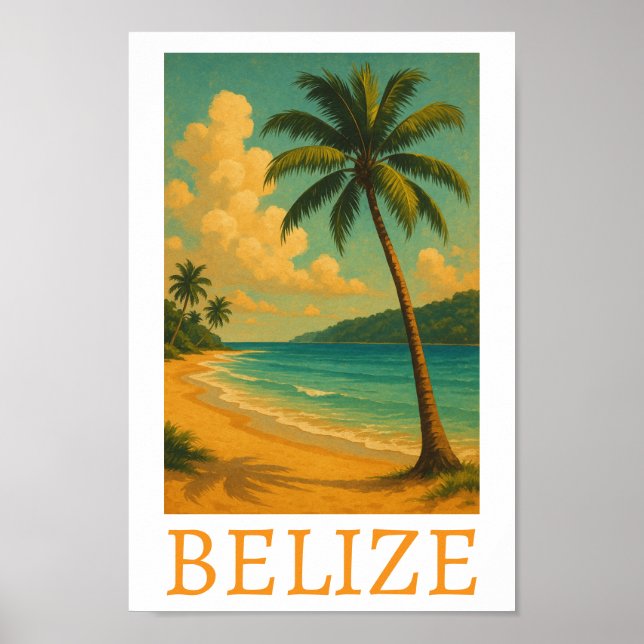 Poster Férias de Caribe de praia de Belize Tropical (Frente)
