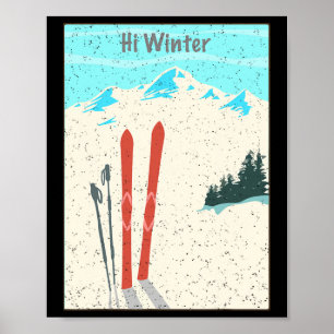 Poster Férias de Inverno Natal Esqui X-mas Esquiando Esqu