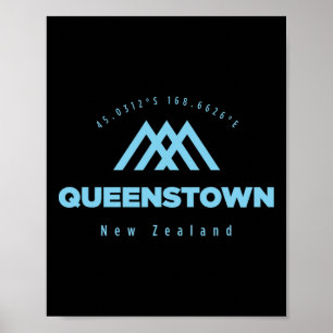Poster Férias de montanha em Queenstown esquiando na Nova