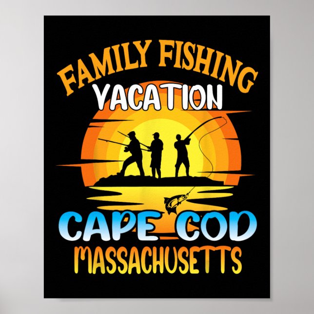 Poster Férias de Pesca Familiar de Cape Cod Machusets (Frente)