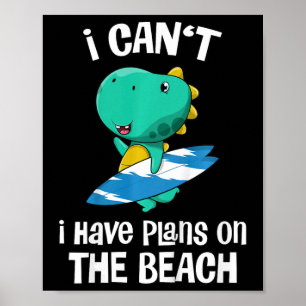 Poster Férias de Praia de Dinossauro Engraçado para Crian